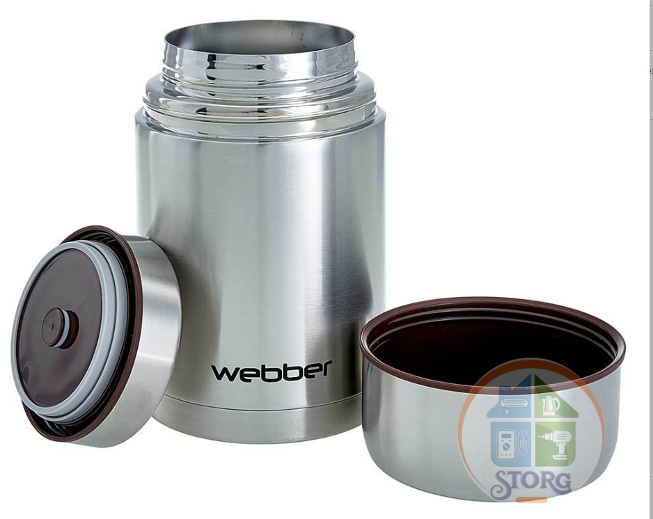 Термос WEBBER SSB-1000N (Металлик; Объем 1л; Корпус из нерж.стали; Широкая горловина; Пищевой)