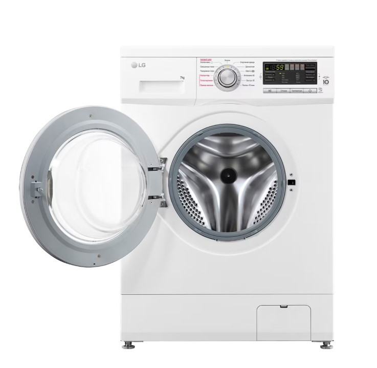 Стиральная машина LG F1296HDS1, Белый, 7кг, инверт. мотор с прямым привод., пар Steam™, 60x85x44