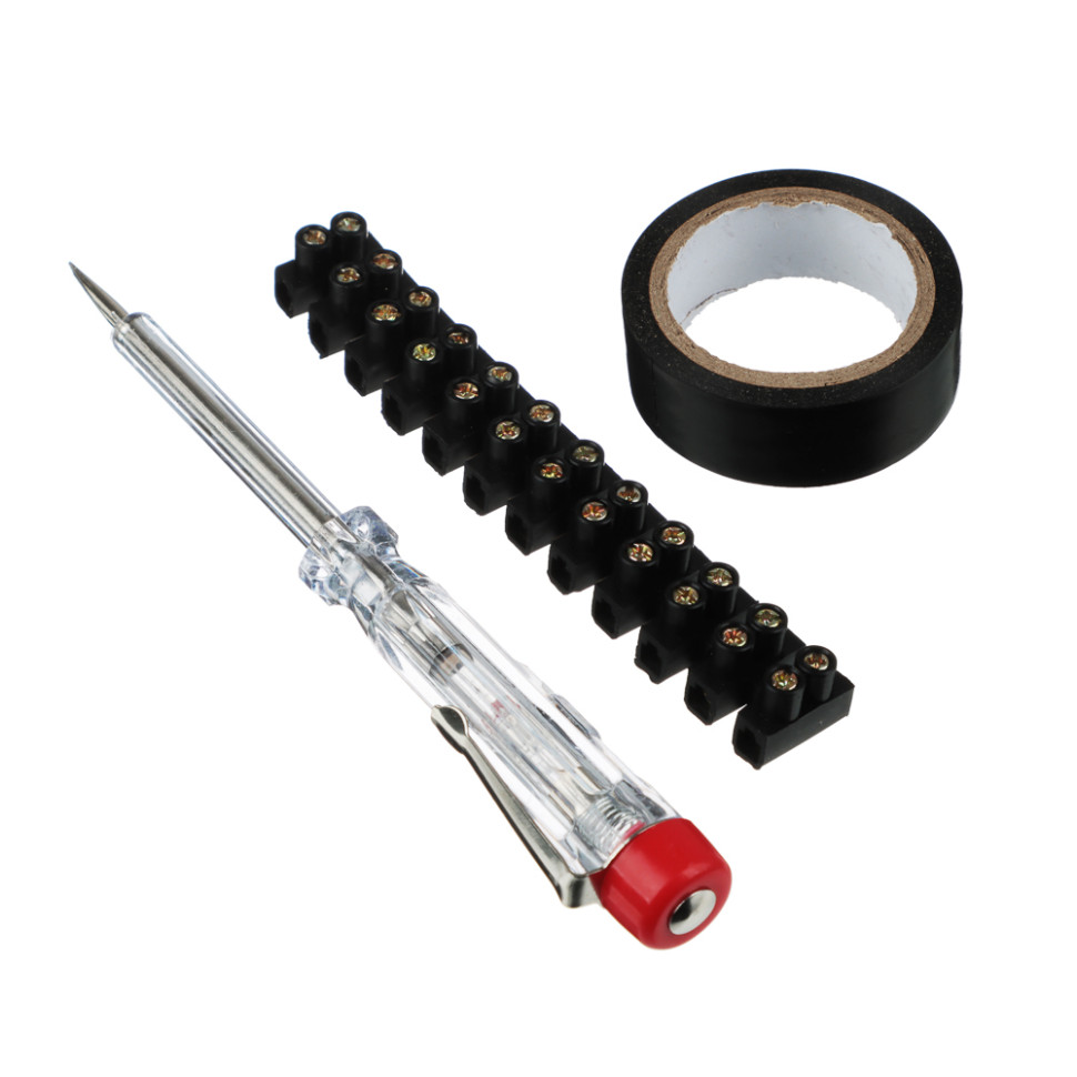 Набор электромонтажный ЕРМАК, отвертка, клеммное соединение, изолента