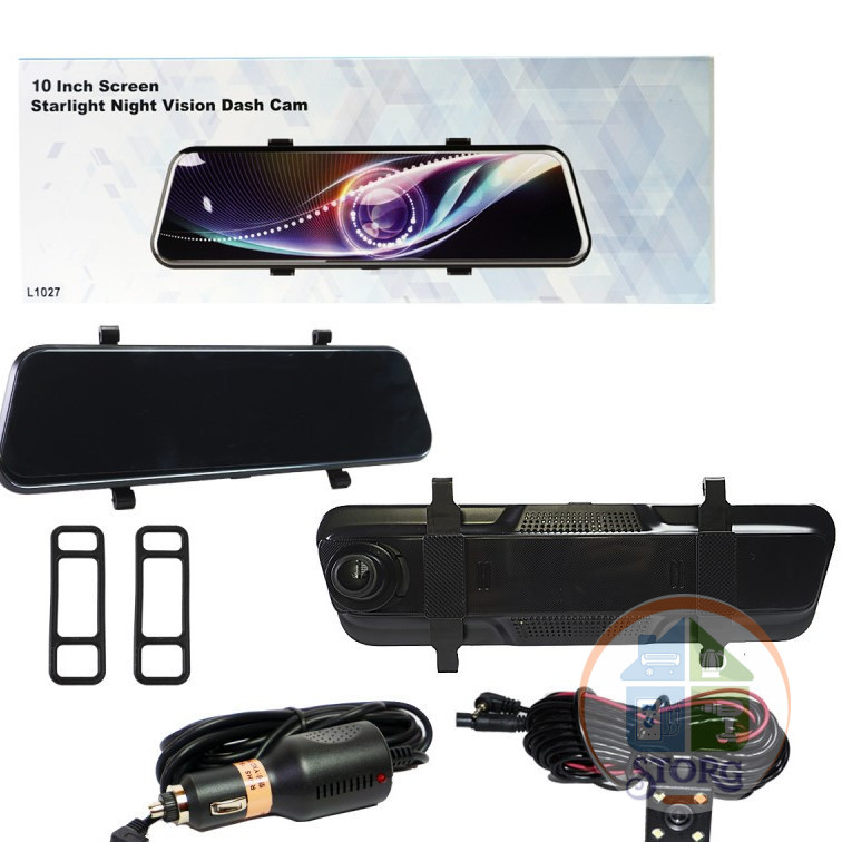 Авто-видеорегистратор зеркало L1027 10дюйм + камера заднего вида, LCD сенсорный
