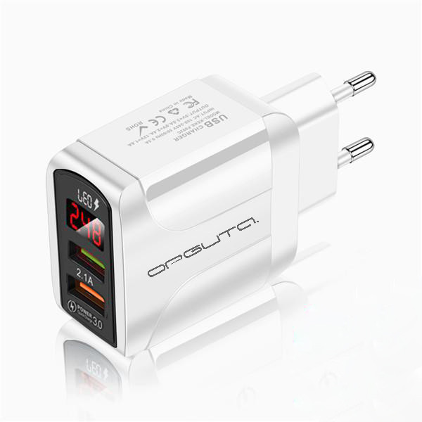 СЗУ Орбита OT-APU59 Белый ЗУ с USB 5V3A QC3.0 Дисплей
