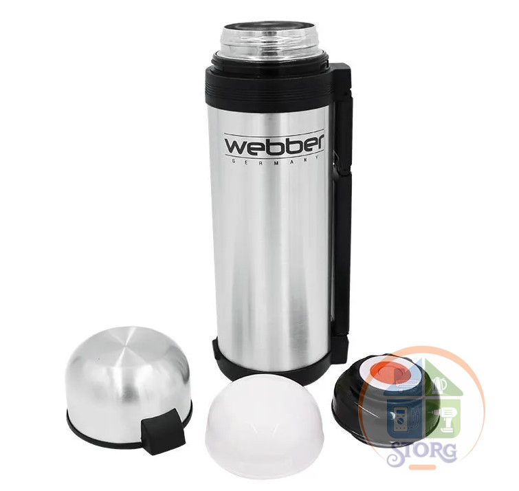 АКЦИЯ! Термос WEВBER SST-1200P (Металлик ; 1200мл; Корпус из нерж.стали;Ремень для переноски)