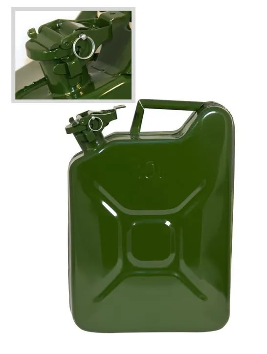 Канистра металлическая "ГЛАВДОР" GL-953 оливковая, со стопорным шплинтом на крышке, 10 л /6
