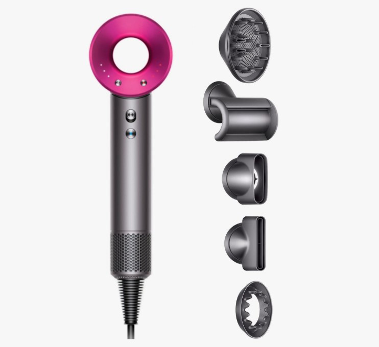 Фен для волос Dyson Supersonic HD08 фуксия черный/серый с лого ( Made in Malaysia 1в1 ориг.) гар.30