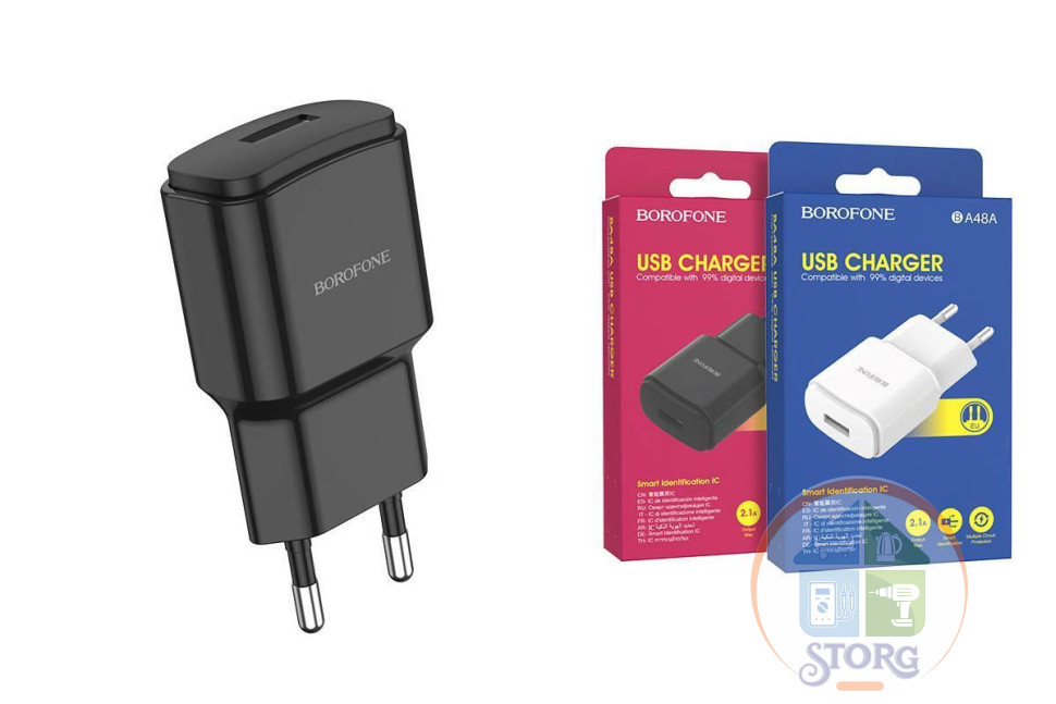 СЗУ BOROFONE BA48A Orion 5V2.1A single port charger(EU) (black)