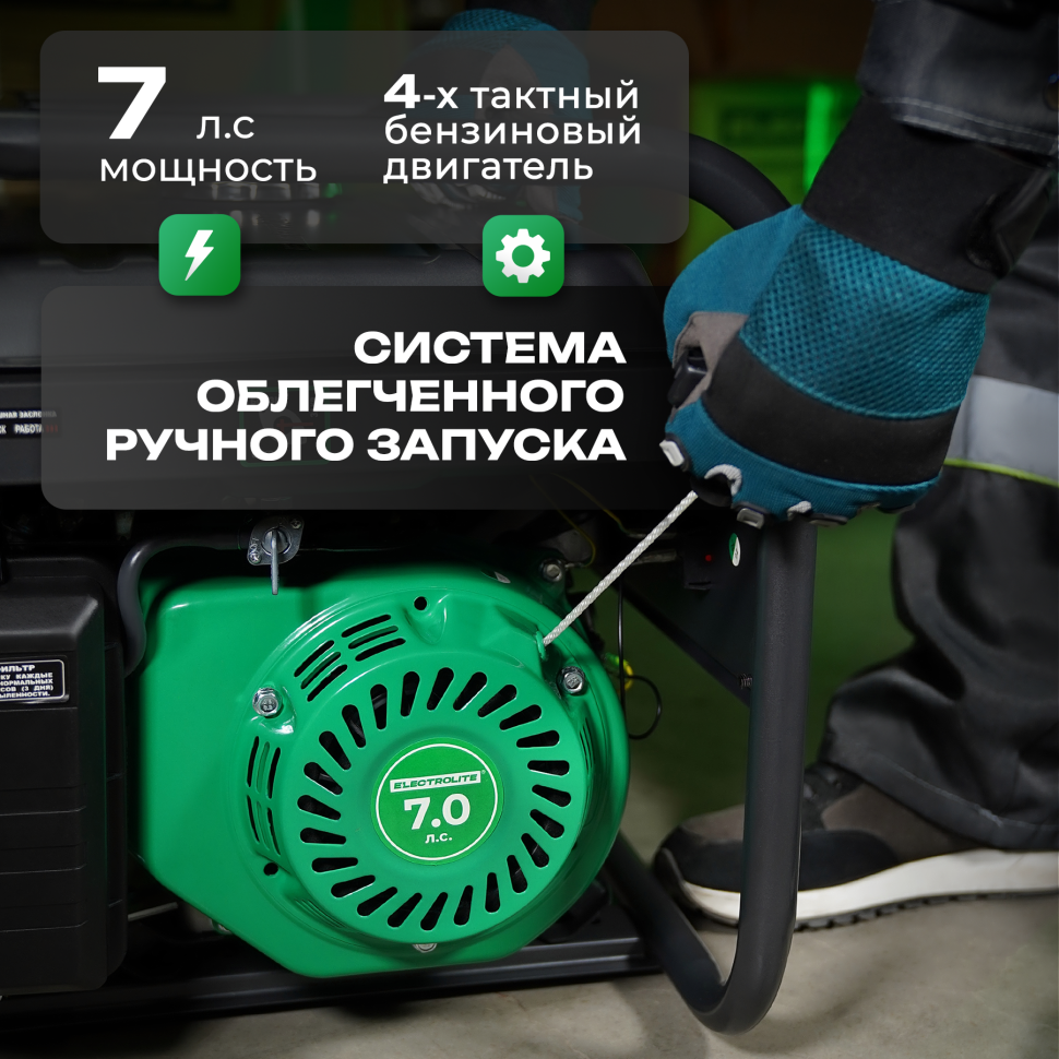 Генератор бензиновый ELECTROLITE EL777, 3.5 кВт MAX, 230 В, бензин 4Т, бак 15 л