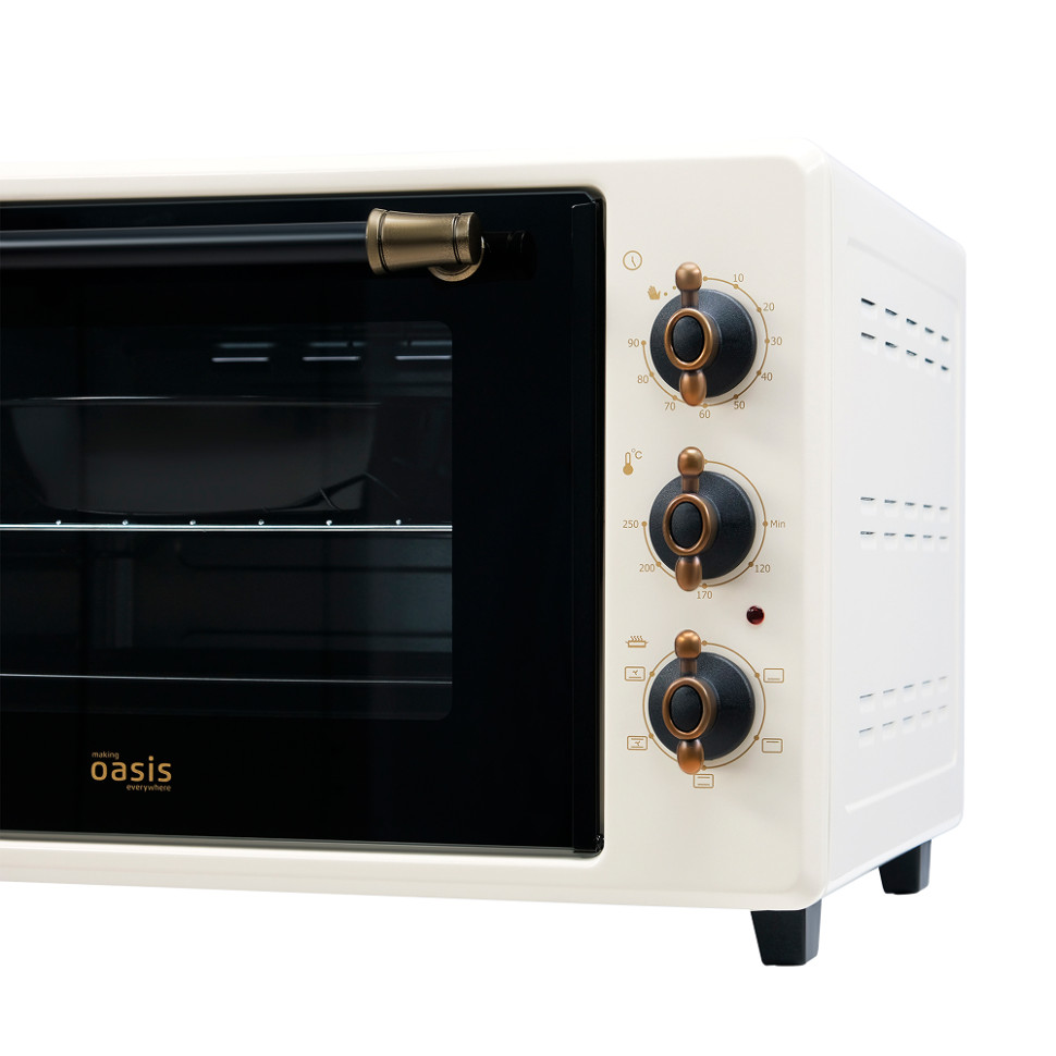 Духовой шкаф OASIS everywhere M-40CRU1 Бежевый, 40л, 1500Вт, конвекция,50–250 °C, 5 реж., нерж.сталь Духовой шкаф OASIS everywhere M-40CRU1 Бежевый, 40л, 1500Вт, конвекция,50–250 °C, 5 реж., нерж.сталь