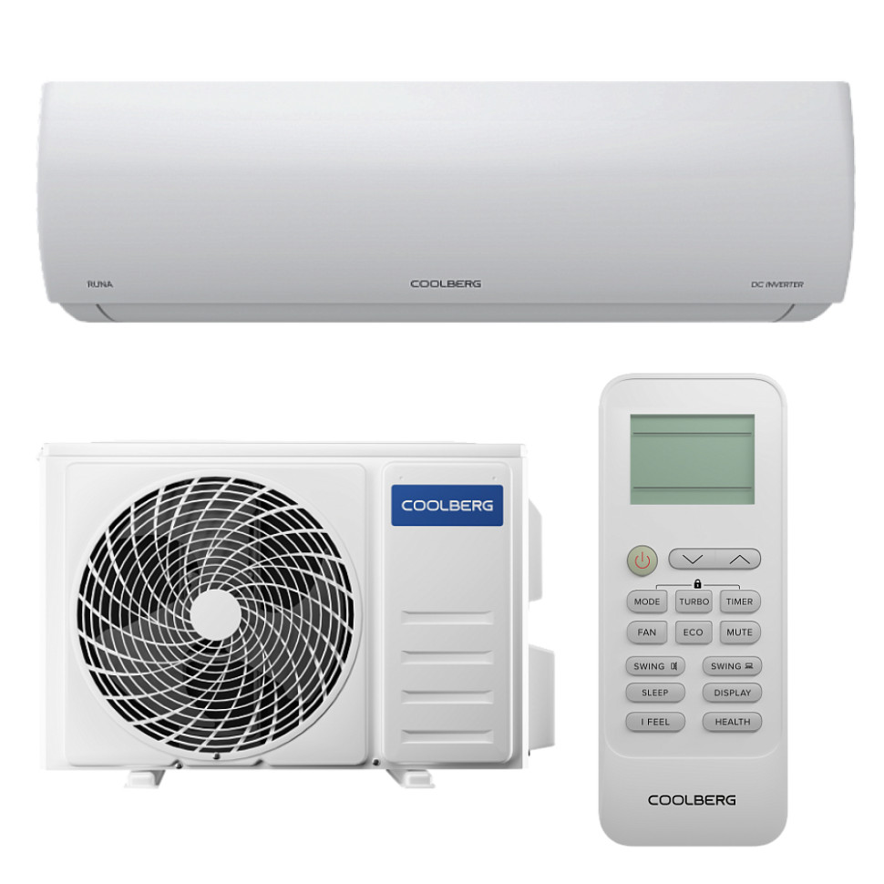 Кондиционер инверторный COOLBERG RUNA CI-24R1-IN/CI-24R1-OUT, от‑15° до 53° (70 м²) Wi‑Fi