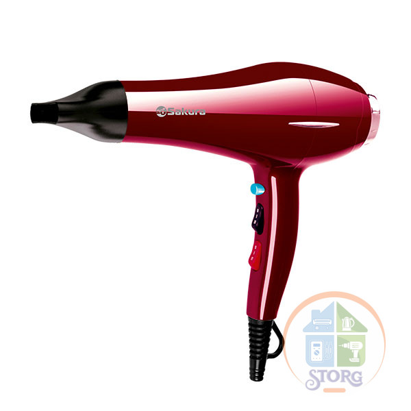 Фен для волос SAKURA SA-4037R Professional, 2400Вт, 4 темп.режима, 2 скорости