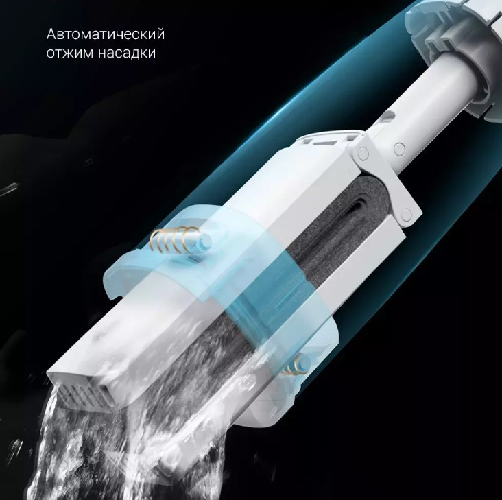 Швабра Xiaomi Blue Fish Squeezing Water Sponge Mop (PU03A) PVA‑губка, вращение на 360°, отжим (white Швабра Xiaomi Blue Fish Squeezing Water Sponge Mop (PU03A) PVA‑губка, вращение на 360°, отжим (white