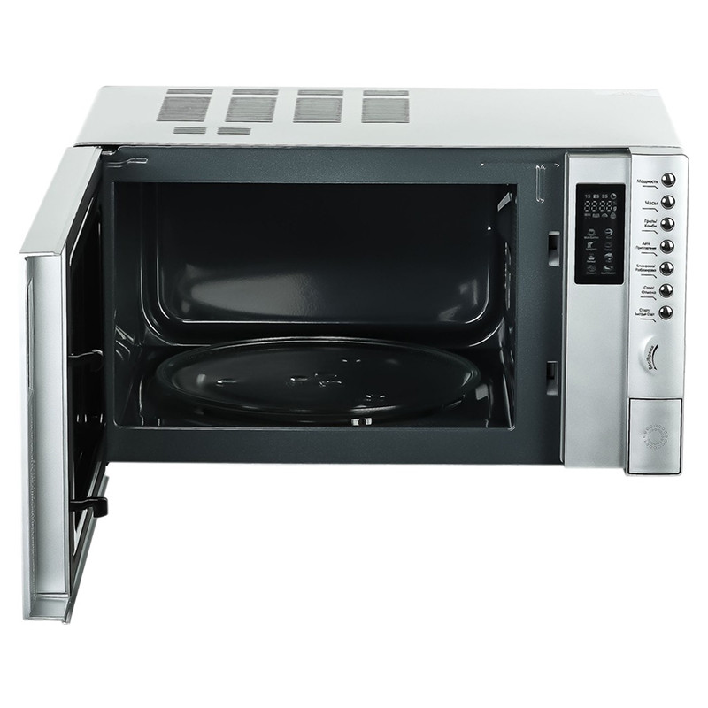 Микроволновая печь GALANZ MOG-2375DS серебристый, объем 23 л, 900 Вт, переключатели - кнопки