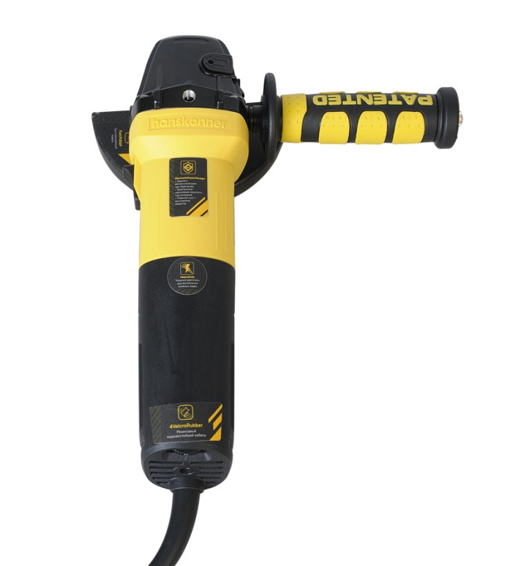 Машина угловая шлифовальная Hanskonner PLATINUM HAG15125E, 125мм, 1500Вт, 3000-11000об/мин, конст эл-ка, черт