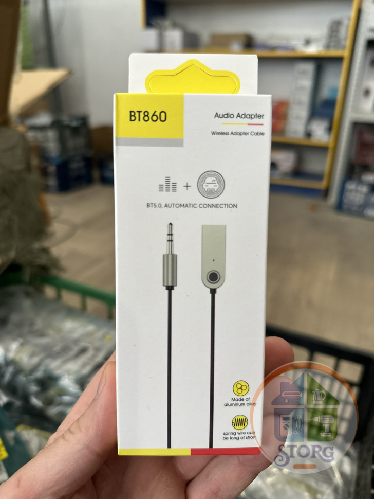 Адаптер AUX-Bluetooth BT860 c USB на Aux 3,5мм jack  (Black) 10pcs