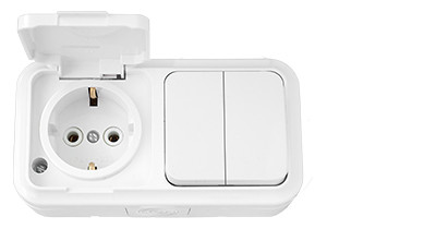 Блок накл. (2й Выключатель + роз с заз.конт.)  ОУ брызгозащ. 2В-РЦ-659 Пралеска (25) Bylectrica Бел