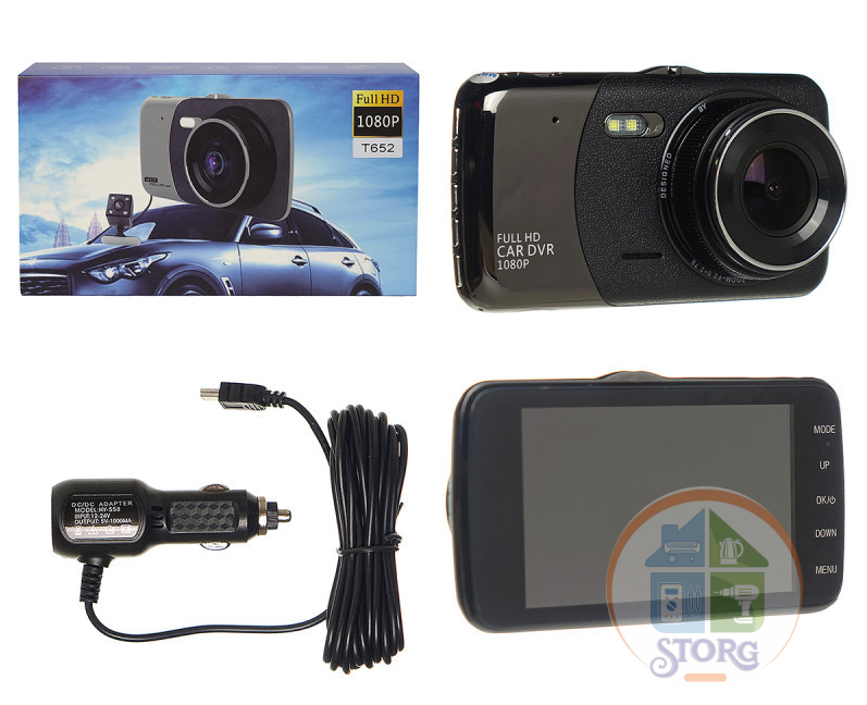 Авто-видеорегистратор 2х камерная  T652 2в1 ( 5 Mpx, FullHD, 170 градусов, алюминиевый корпус)