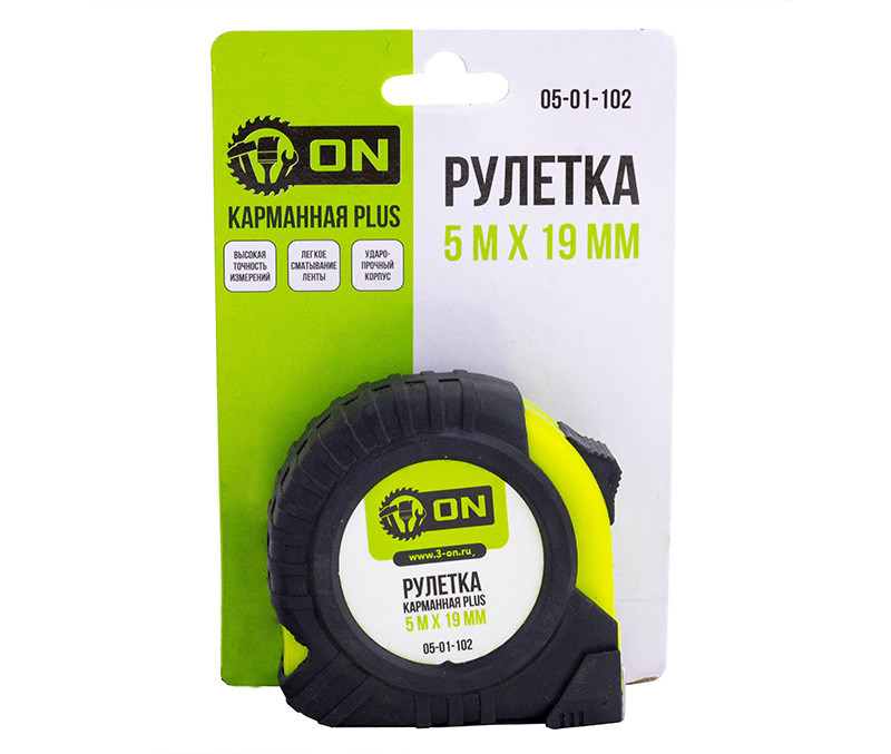 Рулетка карманная ON PLUS, 5м*19мм Рулетка карманная ON PLUS, 5м*19мм