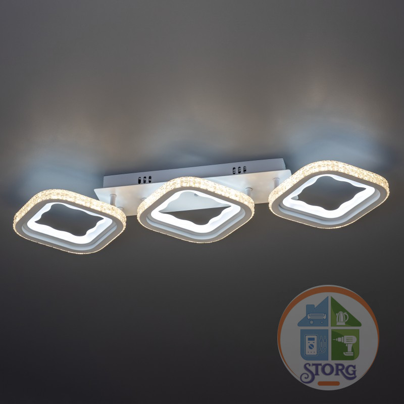 Люстра потолочная LED димм LOSANGA с ДУ, 3 режима, 715х220х80, 120Вт, 36м2, белый, 52931 0, Ritter