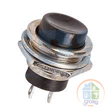 Выключатель-кнопка  металл 220V 2А (2с) (ON)-OFF  O16.2  черная  (RWD-306)  REXANT