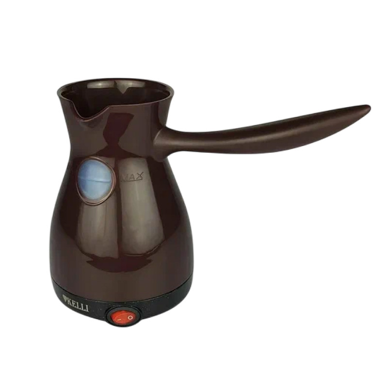Турка для кофе KELLI KL-1445, Шоколадный, 600мл (4 чашки), 850Вт, защита от вкл. без воды и перегр.