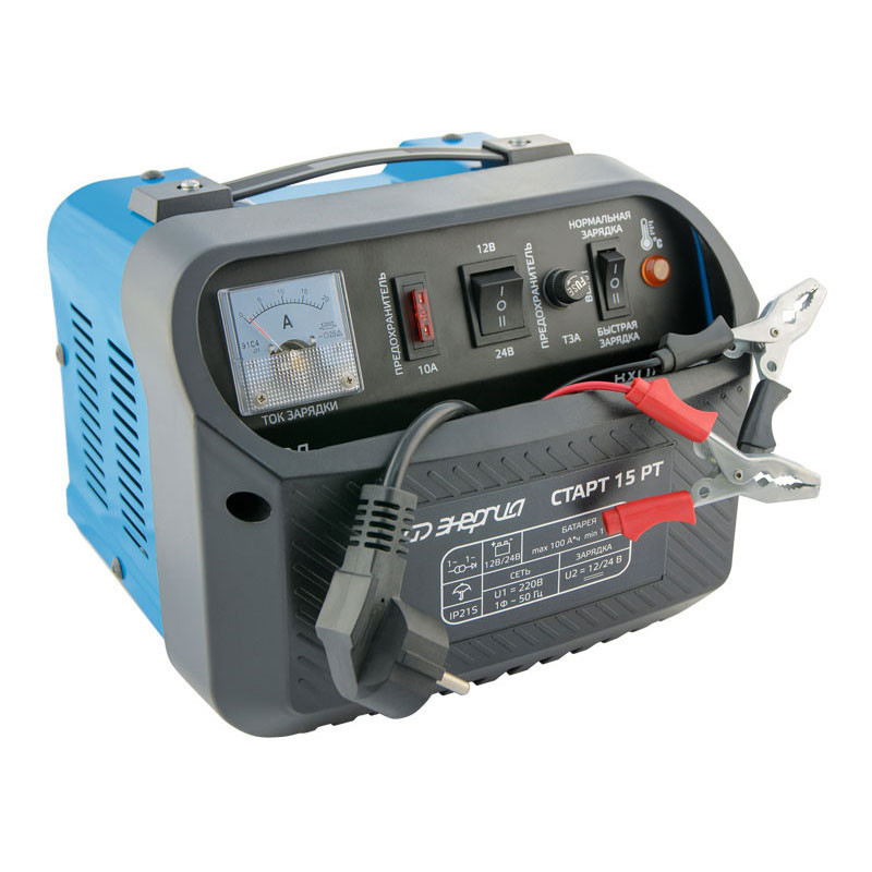 Зарядное устройство ЭНЕРГИЯ СТАРТ 15 РT (АКБ 12/24В; Напряжение 230В; Макс.ток 10А; 12 мес.гарантии)