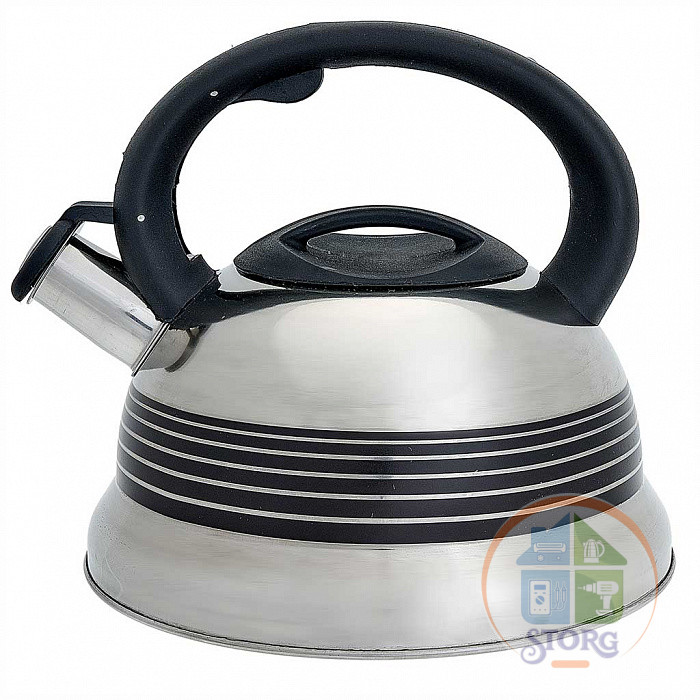 Чайник металлический WEBBER BE-0523 (Нерж.сталь; Объем 3л; Меняет цвет при закипании; Свисток)