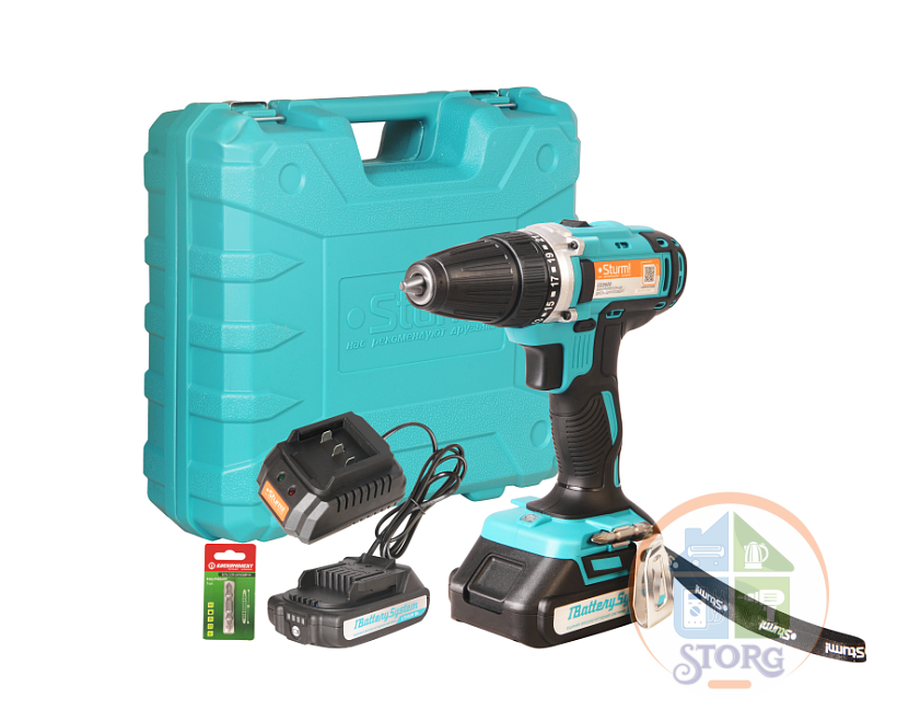 Дрель аккумуляторная Sturm! CD3620, 20 В, 1BatterySystem,  2 акк., 2,0 Ач, кейс