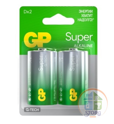 Элемент питания GP LR20/2SH ( BL ) Super G-TECH +50 % емкости (2/20/160) ОРИГИНАЛ