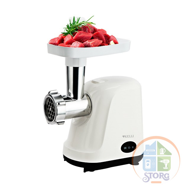 Мясорубка электрическая KELLI KL-5007, Белый, 2400Вт, 2 решетки