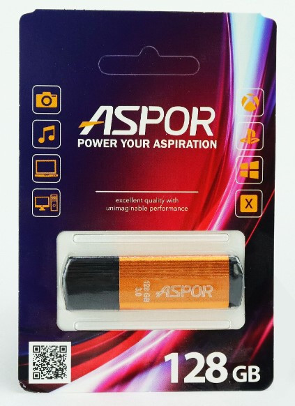 Flash Drive 128G USB  2.0 Aspor PK_TG121GD (бронза) нс