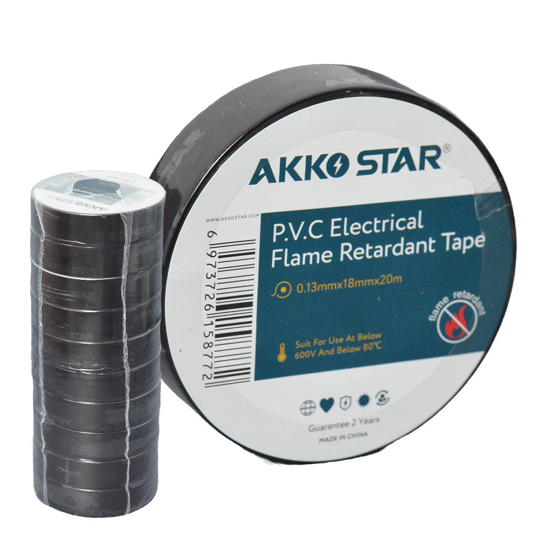 Изолента AKKOSTAR 0.13мм*18мм*20м (упак.10шт) black (черный)