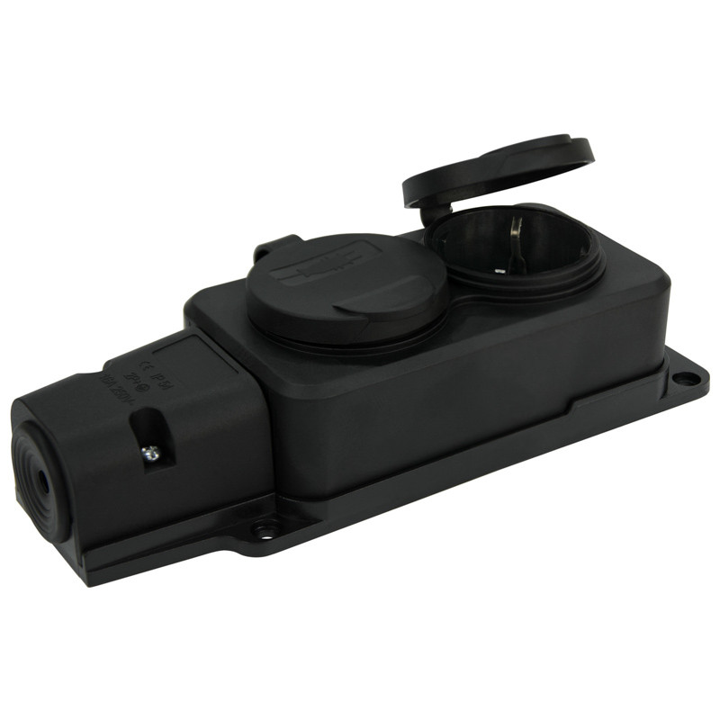 Розетка 2-местная с крышками (каучук) ЭНЕРГИЯ РF 16А 220В IP-54