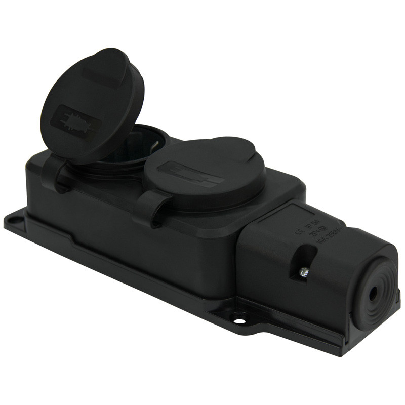 Розетка 2-местная с крышками (каучук) ЭНЕРГИЯ РF 16А 220В IP-54