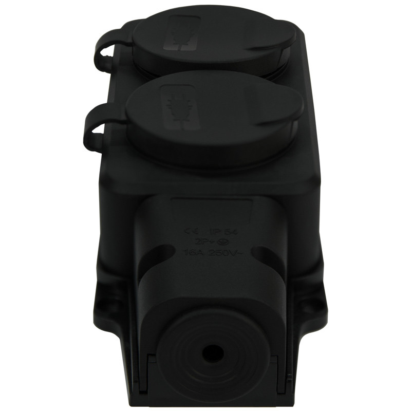 Розетка 2-местная с крышками (каучук) ЭНЕРГИЯ РF 16А 220В IP-54
