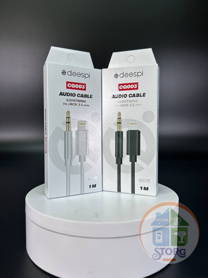 Аудио-Кабель Deespi CQ003 Lightning на Audio aux разветлитель 1000mm (white)