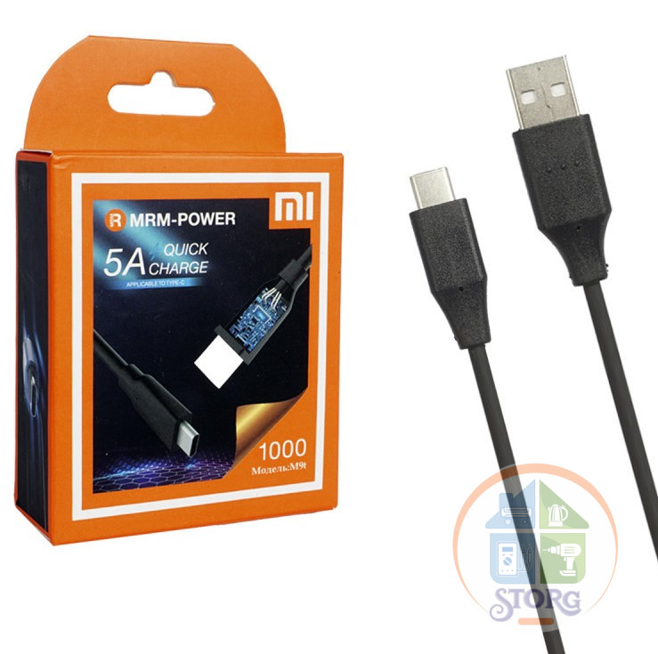 Кабель USB MRM M9t  Type-C 5A Резиновый 1000mm black