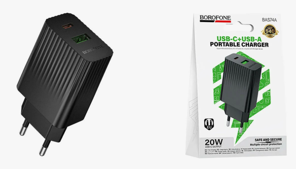 СЗУ BOROFONE BAS74A PD20W+QC3.0 Чёрный СЗУ BOROFONE BAS74A PD20W+QC3.0 Чёрный