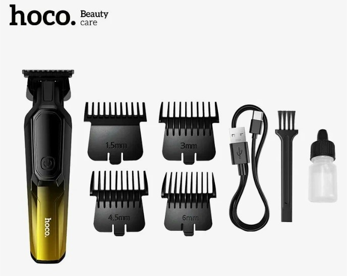 Машинка для стрижки HOCO HP27 Золотой, 1200 мА·ч, 2скор., лезвие керам.сталь, 4 насадки,  до 150 мин