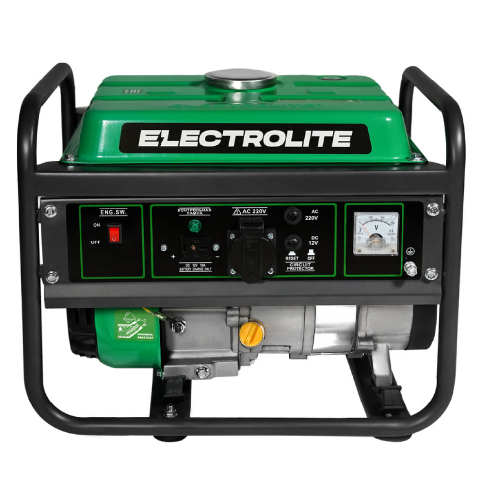 Генератор бензиновый ELECTROLITE 1500 (1/1.5кВт, 230В, AVR, однофазная, 4-такт., ручной, бак 6л) Генератор бензиновый ELECTROLITE 1500 (1/1.5кВт, 230В, AVR, однофазная, 4-такт., ручной, бак 6л)