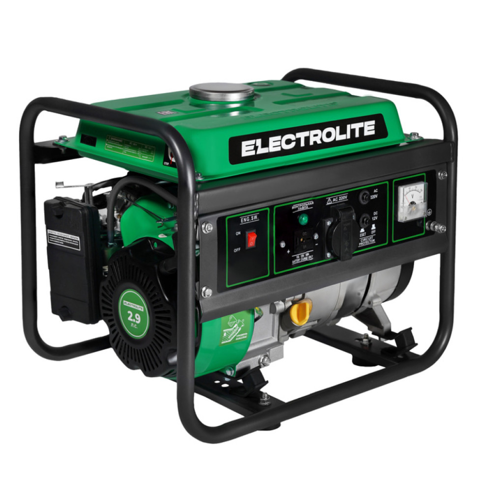 Генератор бензиновый ELECTROLITE 1500 (1/1.5кВт, 230В, AVR, однофазная, 4-такт., ручной, бак 6л) Генератор бензиновый ELECTROLITE 1500 (1/1.5кВт, 230В, AVR, однофазная, 4-такт., ручной, бак 6л)
