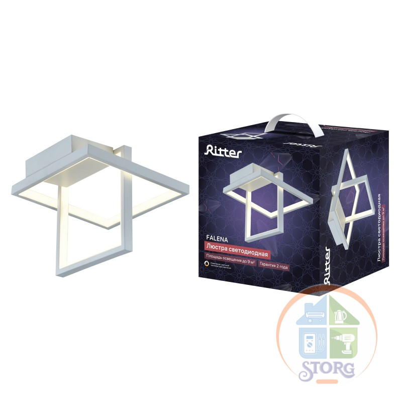 Люстра потолочная LED димм FALENA 3 реж 250x250x215 24Вт 2700K/4200K/6400K 9м2 бел 51621 1 Ritter