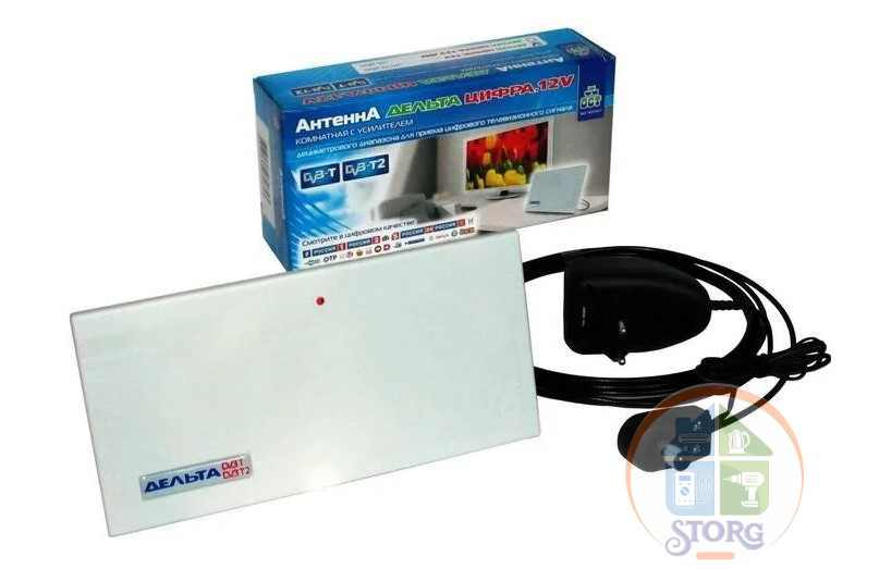 Антенна комнатная ДМВ T2 активная Дельта ЦИФРА.12V серая