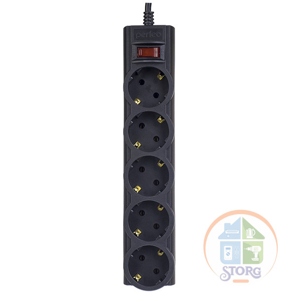 Cетевой фильтр Perfeo "POWERX", 1,8м, 5 розеток, черный