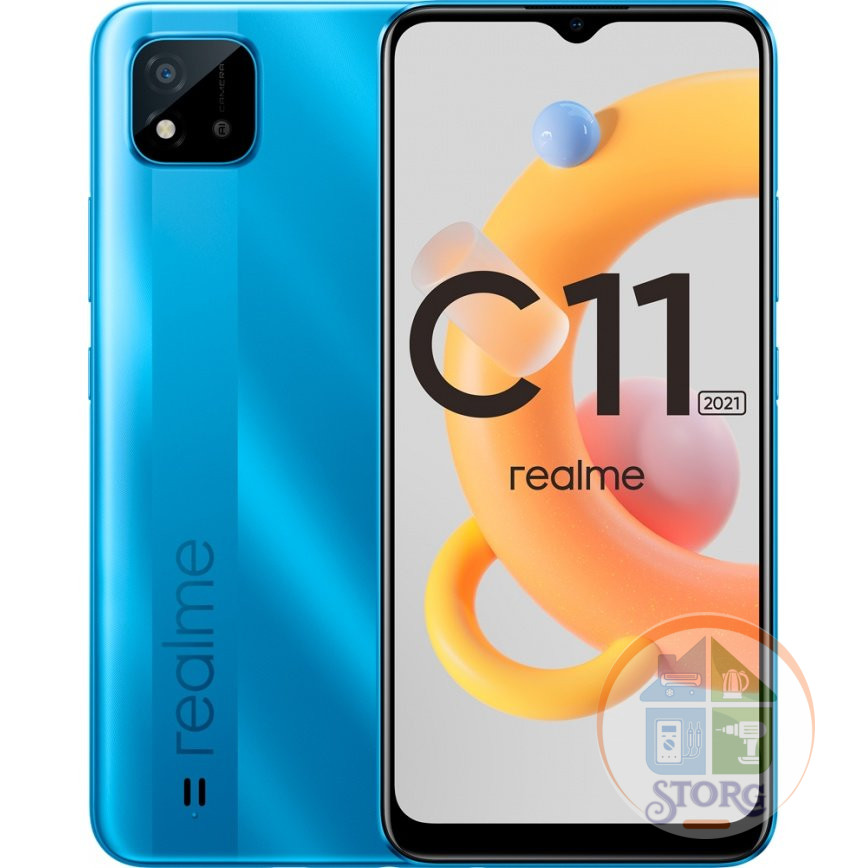 Смартфон Realme C11 2021 2/32Gb Lake Blue, 8x1.6 ГГц, 2 Гб, 2 SIM, 1600x720, камера 8 Мп, NFC, 4G, GPS, 5000 мА*ч
