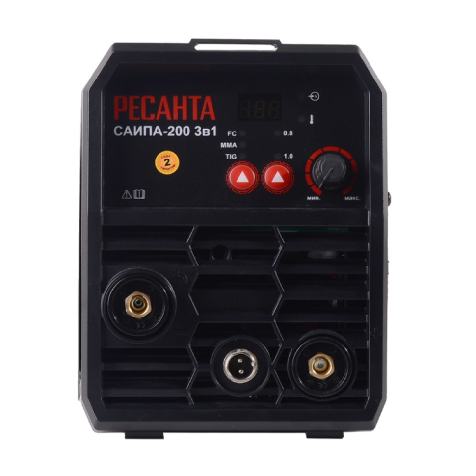 Сварочный аппарат полуавтомат Ресанта САИПА-200, MMA/FCAW/TIG Lift, 15–200А, 5,6кВт, 140–270В, ПВ70% Сварочный аппарат полуавтомат Ресанта САИПА-200, MMA/FCAW/TIG Lift, 15–200А, 5,6кВт, 140–270В, ПВ70%
