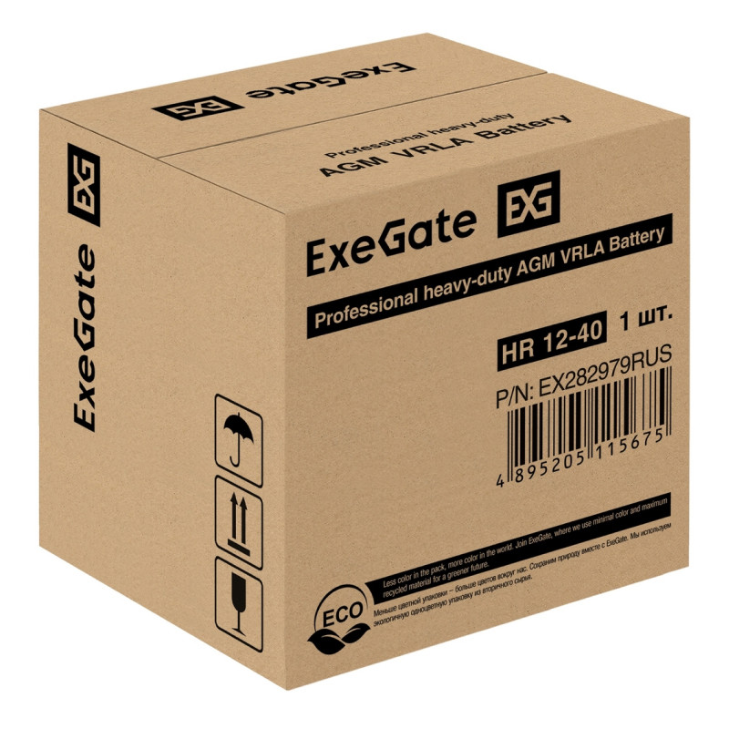 Аккумуляторная батарея ExeGate HR 12-40 (12V 40Ah, под болт М6)