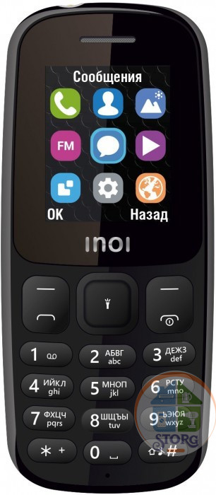 Мобильный телефон INOI 100 Black без ЗУ,2SIM, 1.8", TN, 128x160, FM, micro SD, 600 мА*ч