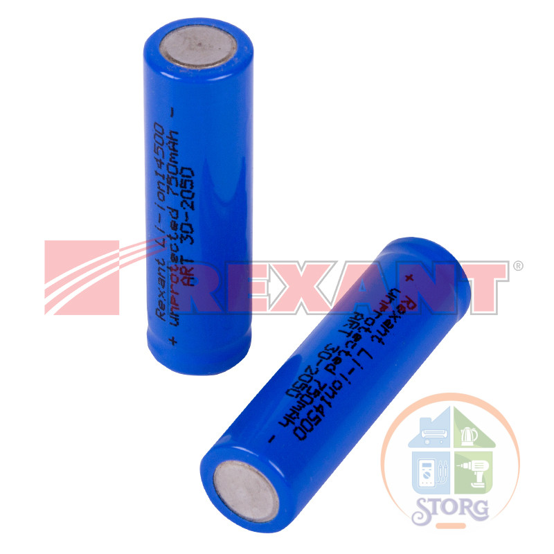 Аккумулятор Rexant Li-ion 14500 unprotected 750 mAH