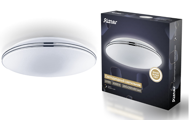 Светодиодный светильник Iris, 12Вт, 4000К, ф220х60мм, Ritter