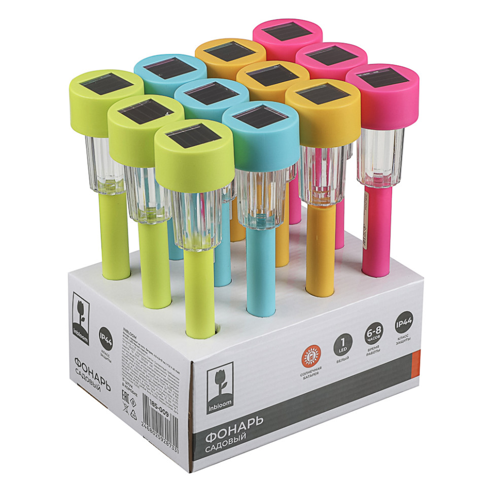 Фонарь садовый на солнечной батарее INBLOOM 4.5x4.5x31см, 1x1.2V 40mAh NI-MH, 1LED*белый, пластик