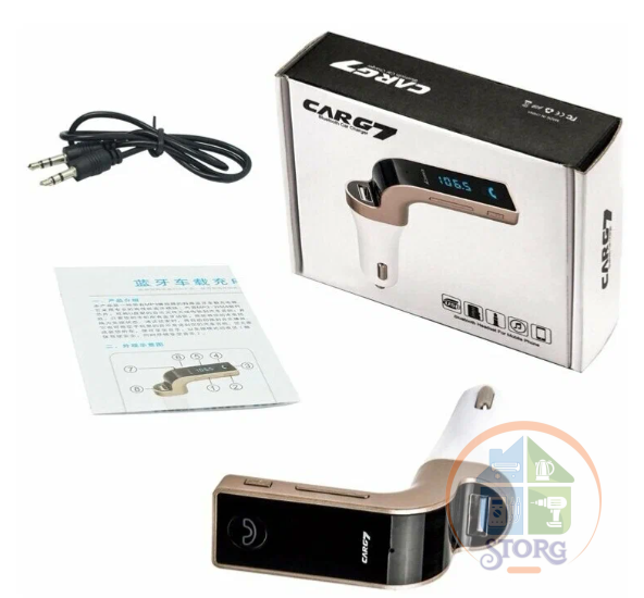 FM-модулятор (трансмиттер) Bluetooth FM-G7 (1x usb,дисплей,mp3,microSD,громкая связь,пульт)